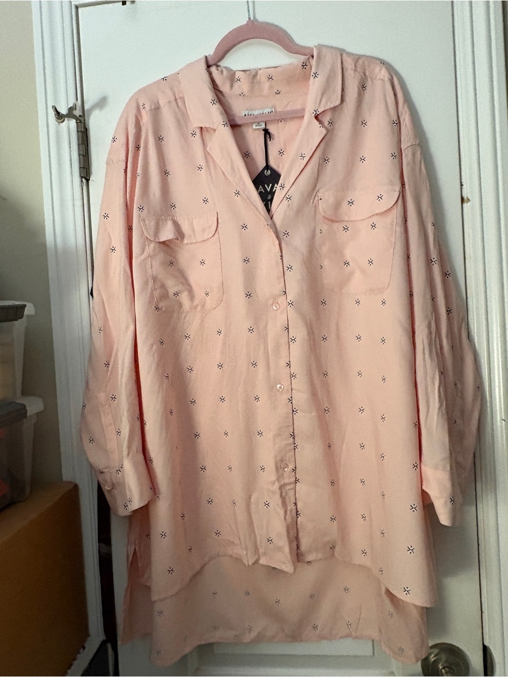 Ava & Viv Pale Pink Printed Button-Down Shirt